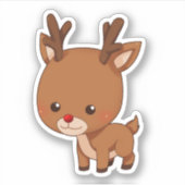 Sticker Rudolph le renne à nez rouge mignonne (Devant)