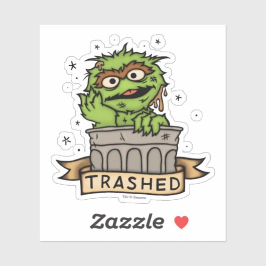 Sticker Rue Sésame | Oscar the Grouch Trashed (Feuille)