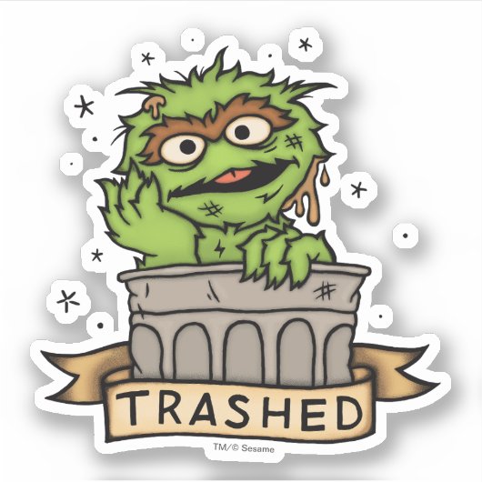 Sticker Rue Sésame | Oscar the Grouch Trashed (Devant)