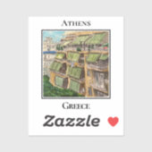 Sticker Rue typique d'appartements à Athènes Grèce (Feuille)