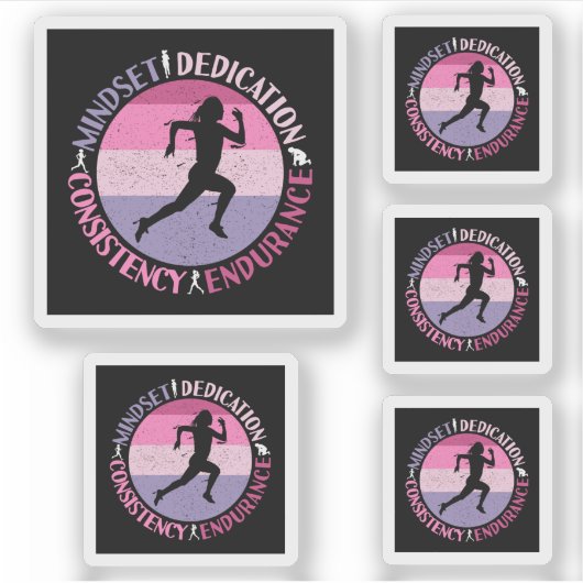 Sticker Running Mindset - Citation d'endurance de la fille (Devant)