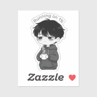 Sticker Running on 1 Percent Relatable Chibi Coffee Illust