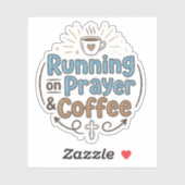 Sticker Running on Prayer and Coffee (Feuille)