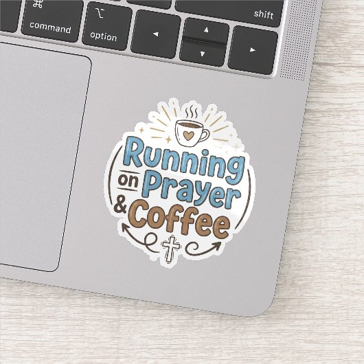 Sticker Running on Prayer & Coffee (Détail)