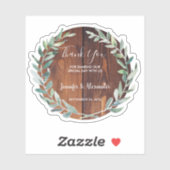 Sticker Russe aquarelle feuille Merci de bois mariage (Feuille)