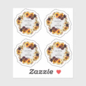 Sticker Russe Boho Sunflower Bourgogne Floral Mariage de a (Feuille)