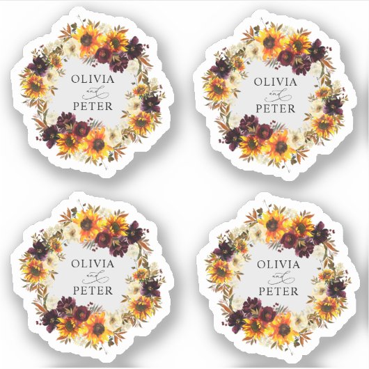 Sticker Russe Boho Sunflower Bourgogne Floral Mariage de a (Devant)