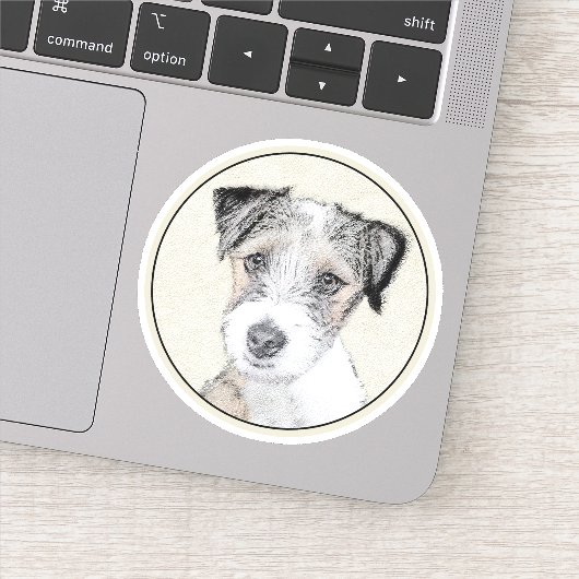 Sticker Russell Terrier Peinture rugueuse - Art Chien orig (Détail)
