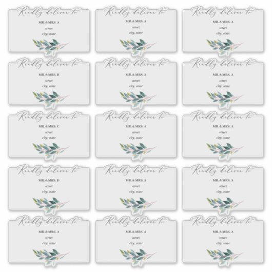 Sticker Rustic Blue Gum Eucalyptus Adresse d'invité (Devant)