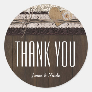 Sticker Rustic Country Burlap Dentelle & bois Favo