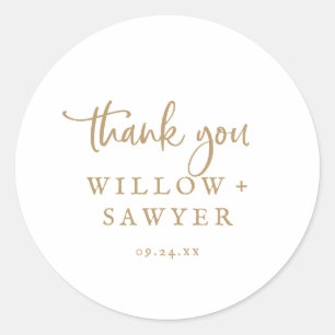 Sticker Rustic Gold Script Merci de mariage Favor