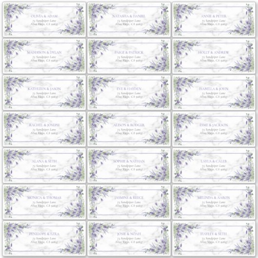 Sticker Rustic Lavender Eucalyptus Greenery Adresse d'invi (Devant)