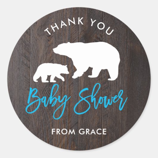 Sticker Rustic Maman et Baby Bear Baby shower (Devant)