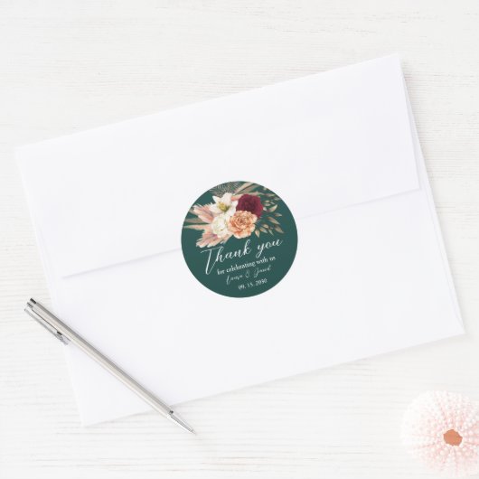 Sticker Rustic Mariage Emerald (Enveloppe)