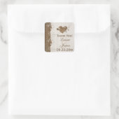 Sticker Rustic Woodgrain Floral Dentelle de mariag (Sac)