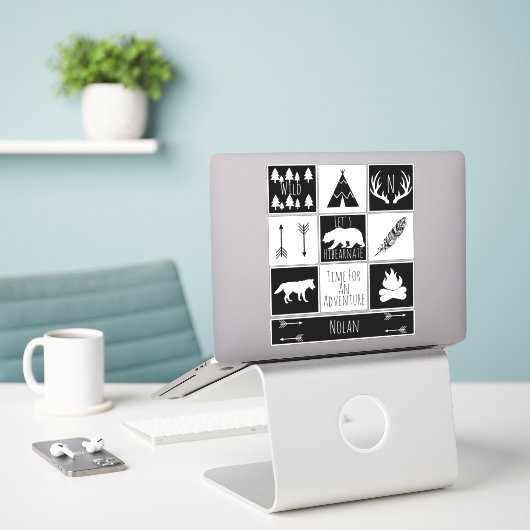 Sticker Rustic Woodland Adventure (Ordinateur portable sur le bureau)