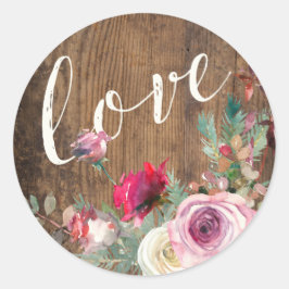 STICKER | Rustiek Hout Liefde Bloemenverlichting B