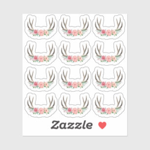 Sticker Rustique Floral Antlers Shabby Chic Rose Planner