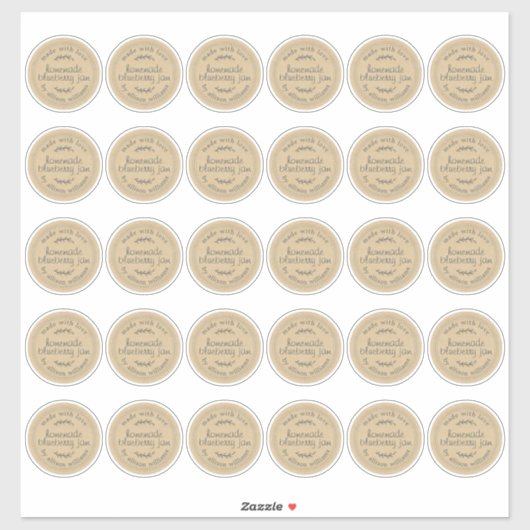 Sticker Rustique maison confiture de bleuets papier Kraft  (Feuille)