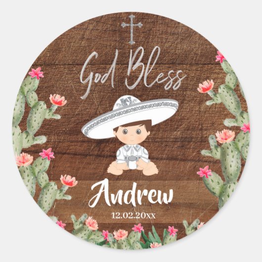 Sticker Rustique Mexicain Silver Charro Baptism (Devant)