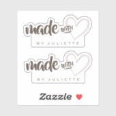 Sticker Rustique moderne Fabriqué avec coeur d'amour Brown (Feuille)