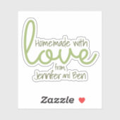 Sticker Rustique Vert Maison Faite Avec Amour (Feuille)