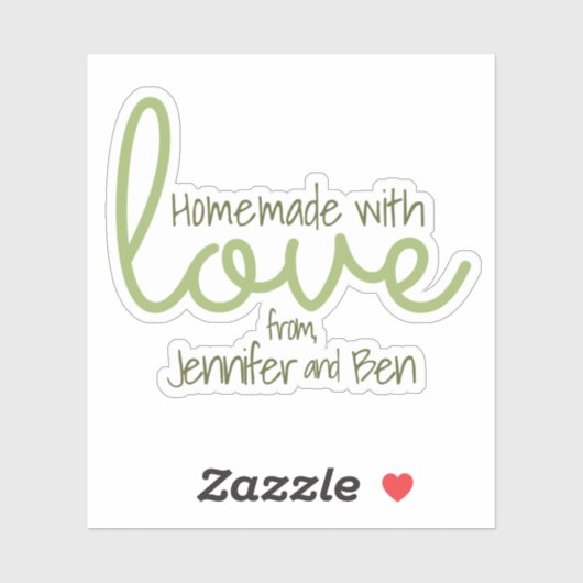 Sticker Rustique Vert Maison Faite Avec Amour (Feuille)