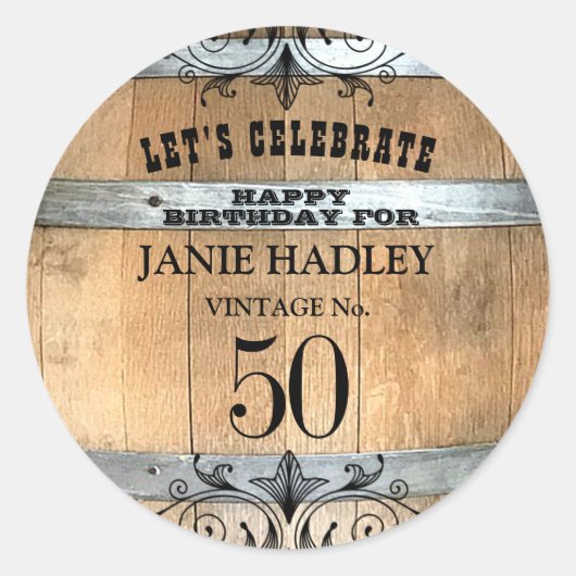 Sticker Rustique Whiskey Barrel 50e Anniversaire (Devant)