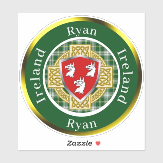 Sticker Ryan Irish Shield/Celtic Cross Personnalisé (Feuille)