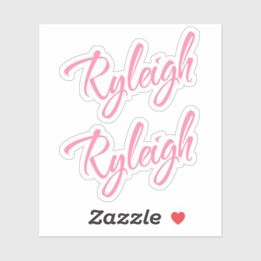 Sticker Ryleigh nom rose cursive x2 (Feuille)