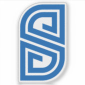 Sticker S géométrique monogramme abstrait bleu (Devant)