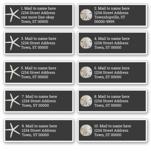 Sticker Sable Dollar Sea Stars Black Individuel Mailing (Devant)