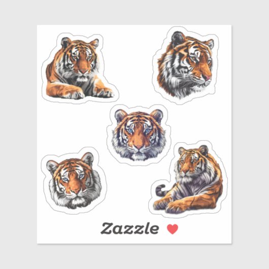 Sticker sac d'autocollants des tigres de la jungle (Feuille)