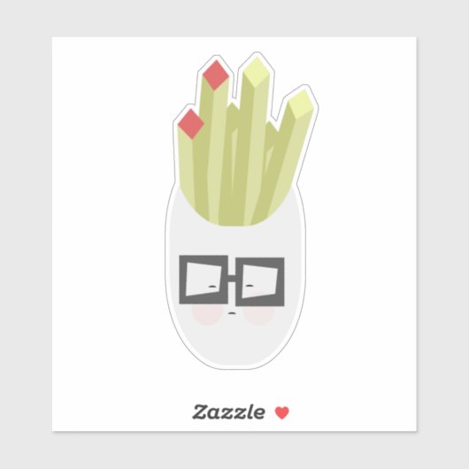 Sticker Sac de frites mignon dessin animé (Feuille)
