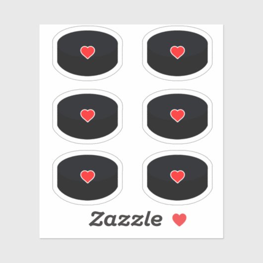 Sticker Sacs de hockey avec boîte de coeur rouge (Feuille)