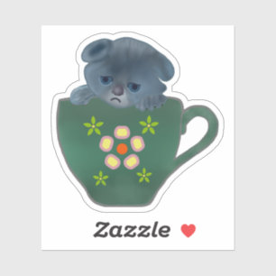 Sticker Sad Kitty dans la tasse de café