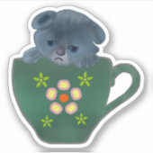 Sticker Sad Kitty dans la tasse de café (Devant)