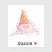 Sticker Sad Pixel Art cône crème glacée (Feuille)