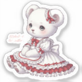 Sticker Sad Sweet Goth Bear - Red & White Frilly Dress (Recto)