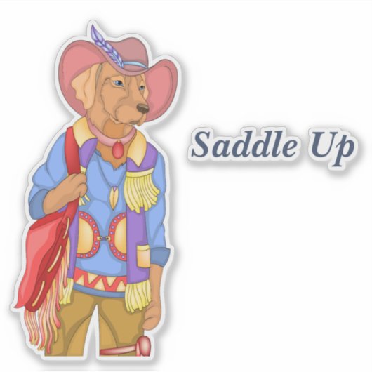Sticker Saddup Chien Cowboy (Devant)