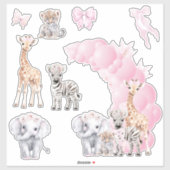 Sticker Safari animal Blush rose Boho bébé fille douche (Feuille)
