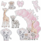 Sticker Safari animal Blush rose Boho bébé fille douche (Devant)