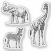 Sticker Safari Animals Elephant Giraffe Zebra Vintage Look (Devant)