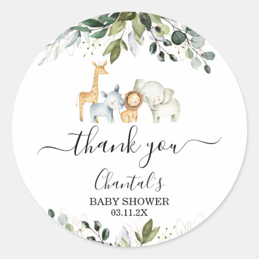 Sticker Safari Foliage Baby shower Favoriser (Devant)