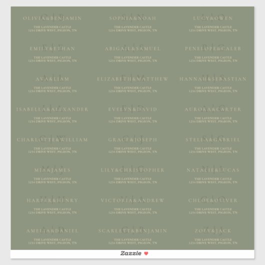 Sticker Sage Green Gold Simple Adresse Mariage officielle (Feuille)
