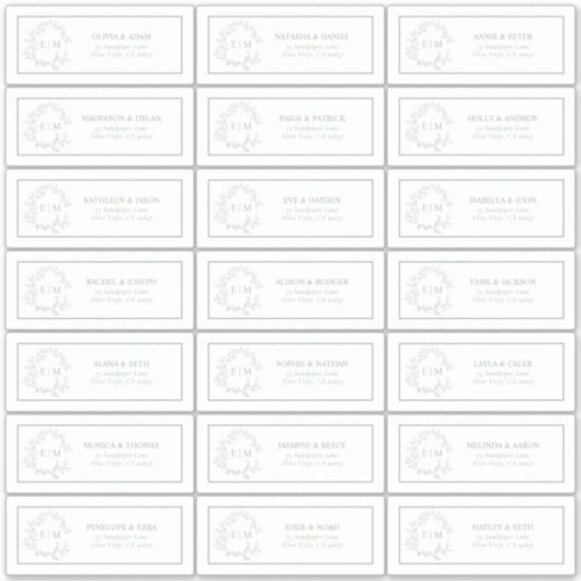 Sticker Sage Green Leafy Crest Monogram Adresse du client (Devant)