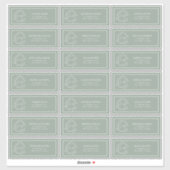 Sticker Sage Green Leafy Crest Monogram Adresse du client (Feuille)