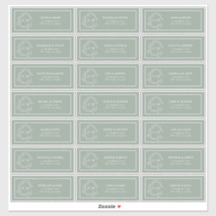 Sticker Sage Green Leafy Crest Monogram Adresse du client