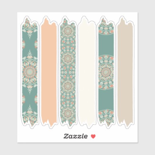 Sticker Sage & Sand Retro Cheer Mandala Motif Planner (Feuille)