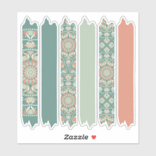 Sticker Sage & Sand Retro Cheer Mandala Motif Washi Tape